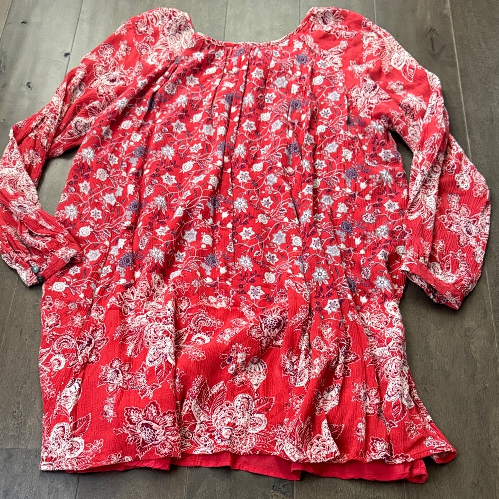 Free People Lucky Loosey Boho Mini Dress Blood Orange M - Picture 3 of 6